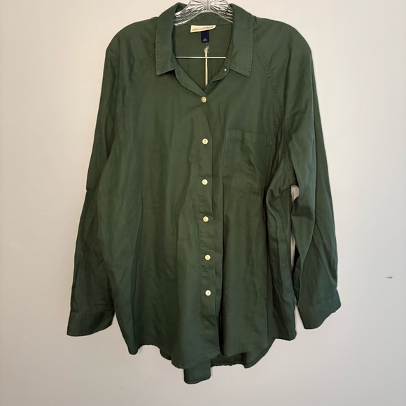 Universal Thread NWT Women’s Dark Green Oversized Button Down Long Sleeve Shirt - Picture 4 of 15